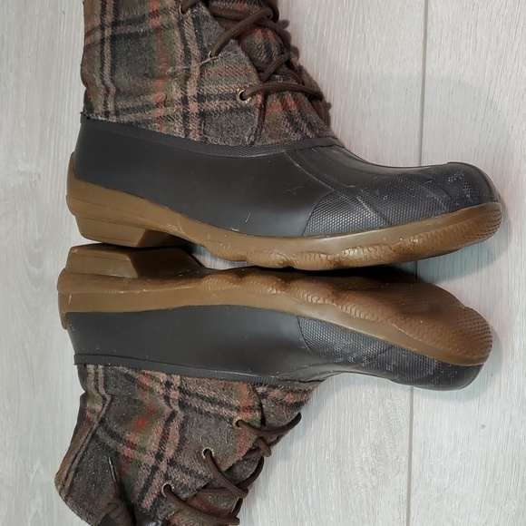 Sperry Womens Saltwater Plaid Duck Rubber Waterproof Boots shoes sz 10 - Picture 10 of 12